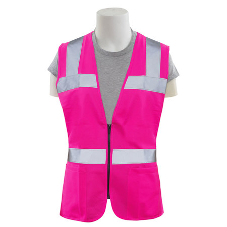 Safety Vest, Womens Fit, Tricot, Non ANSI, S721, Hi-Viz Pink, 2XL -  ERB SAFETY, 61913